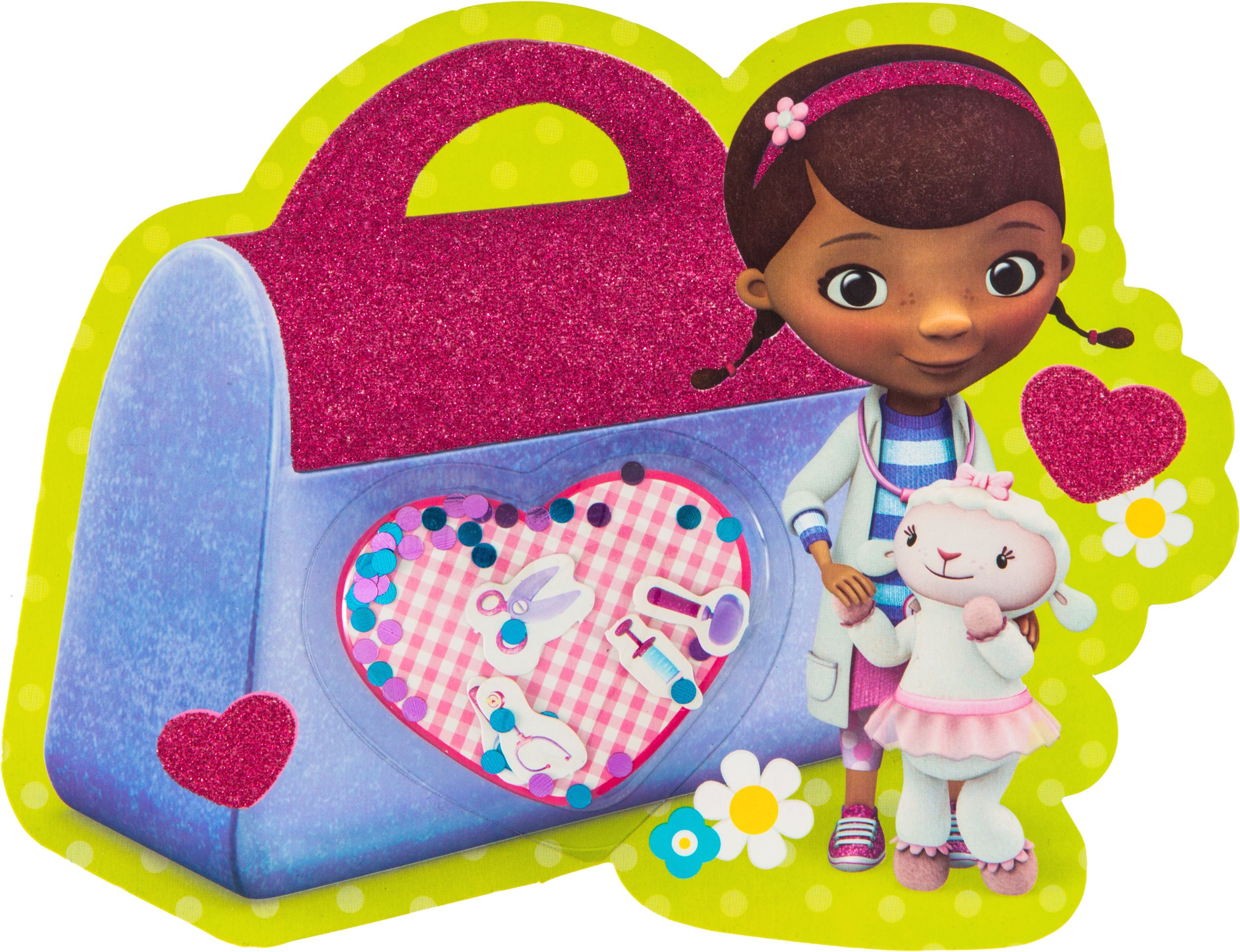 Premium Glitter 3D Doc McStuffins Invitations, 8-pk Front_Flat