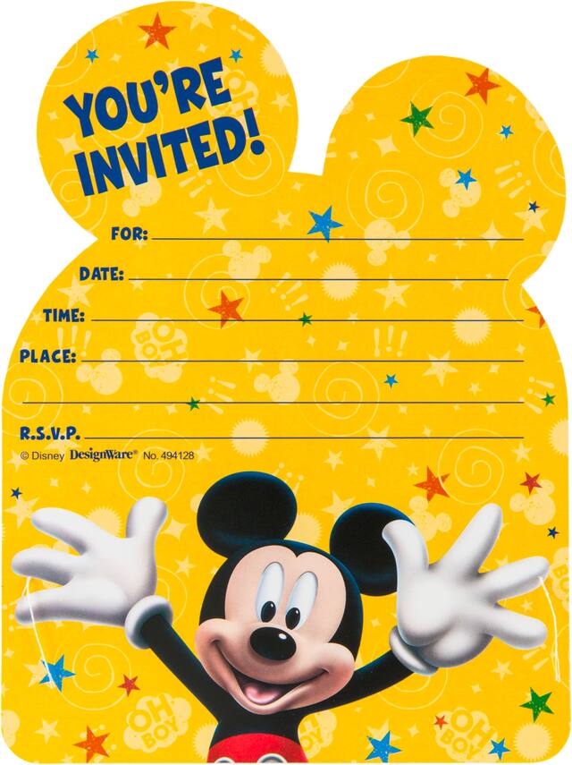 Jumbo Mickey Mouse Deluxe Invitations, 8-pk Front_Flat