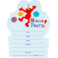 Invitations scintillantes Elmo de qualité supérieure, paq. 8 Front_Flat