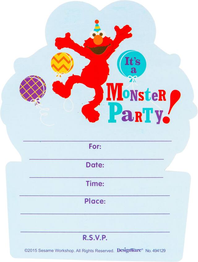 Premium Glitter Elmo Invitations, 8-pk Front_Flat