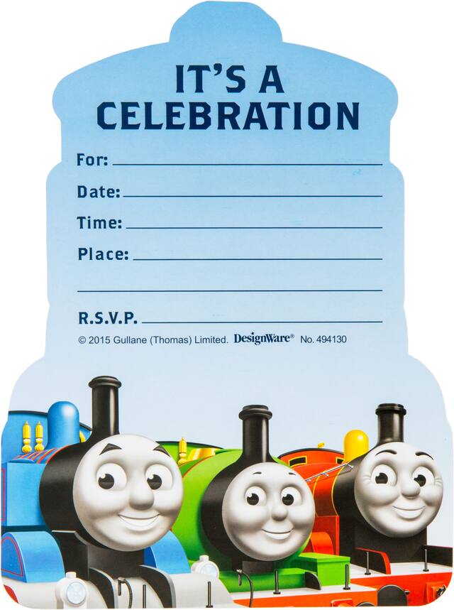 Premium Thomas the Tank Engine Invitations with Keychains, 8-pk Front_Flat