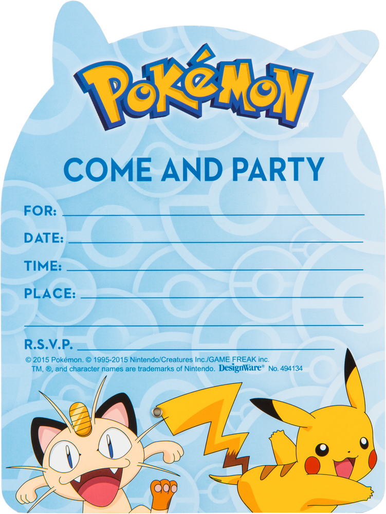 Pokemon Premium Pikachu Invitations, 8-pk