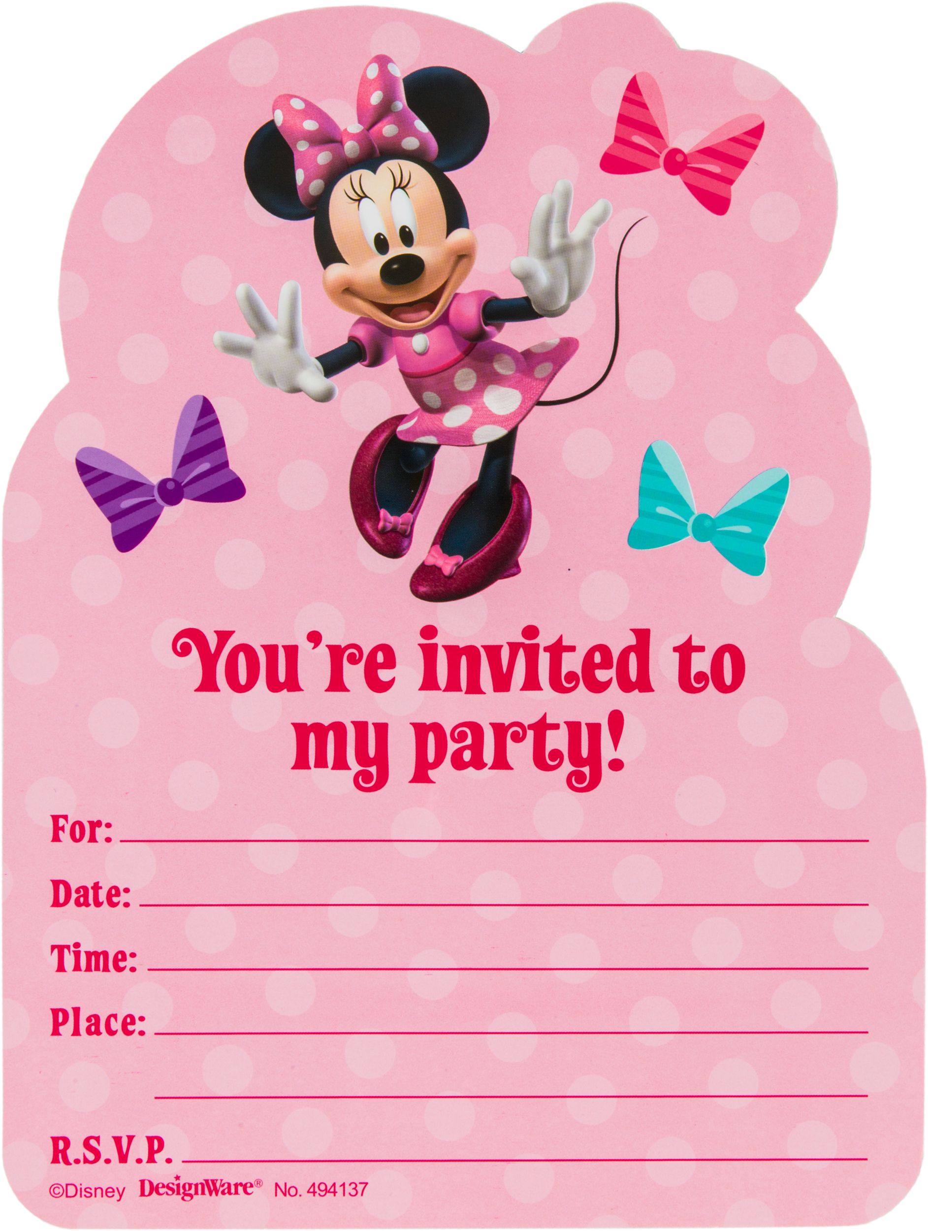 Premium Prismatic Minnie Mouse Invitation with Bracelet, 8-pk Front_Flat