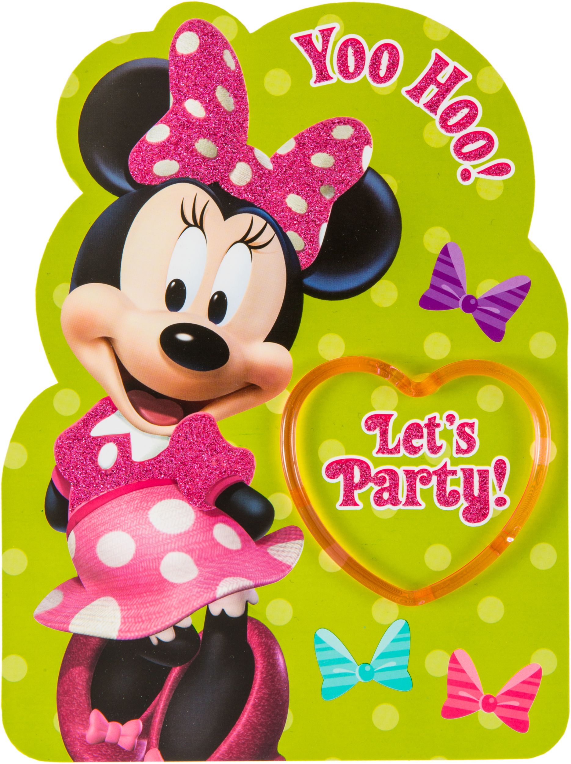 Premium Prismatic Minnie Mouse Invitation with Bracelet, 8-pk Back_Flat