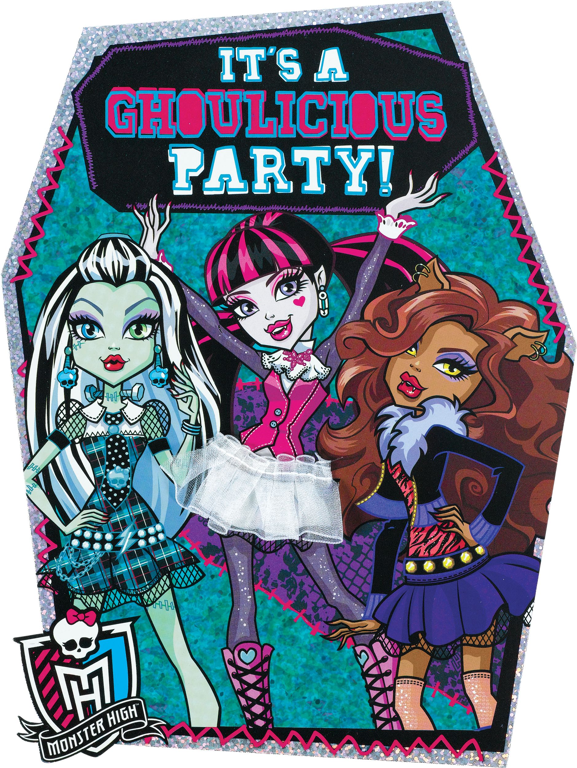 Invitations Monster High de luxe, prismatique, paq. 8 Front_Flat
