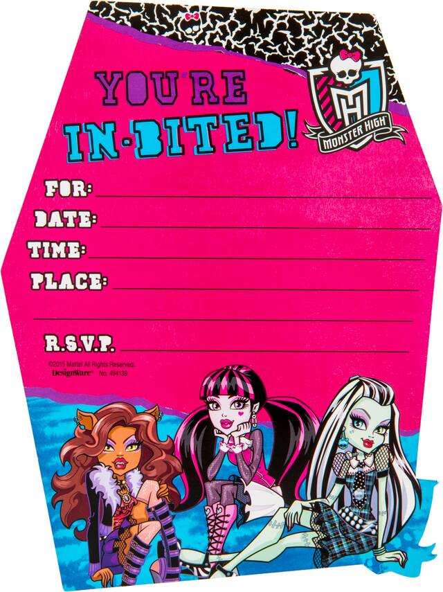 Premium Prismatic Monster High Invitations, 8-pk Front_Flat