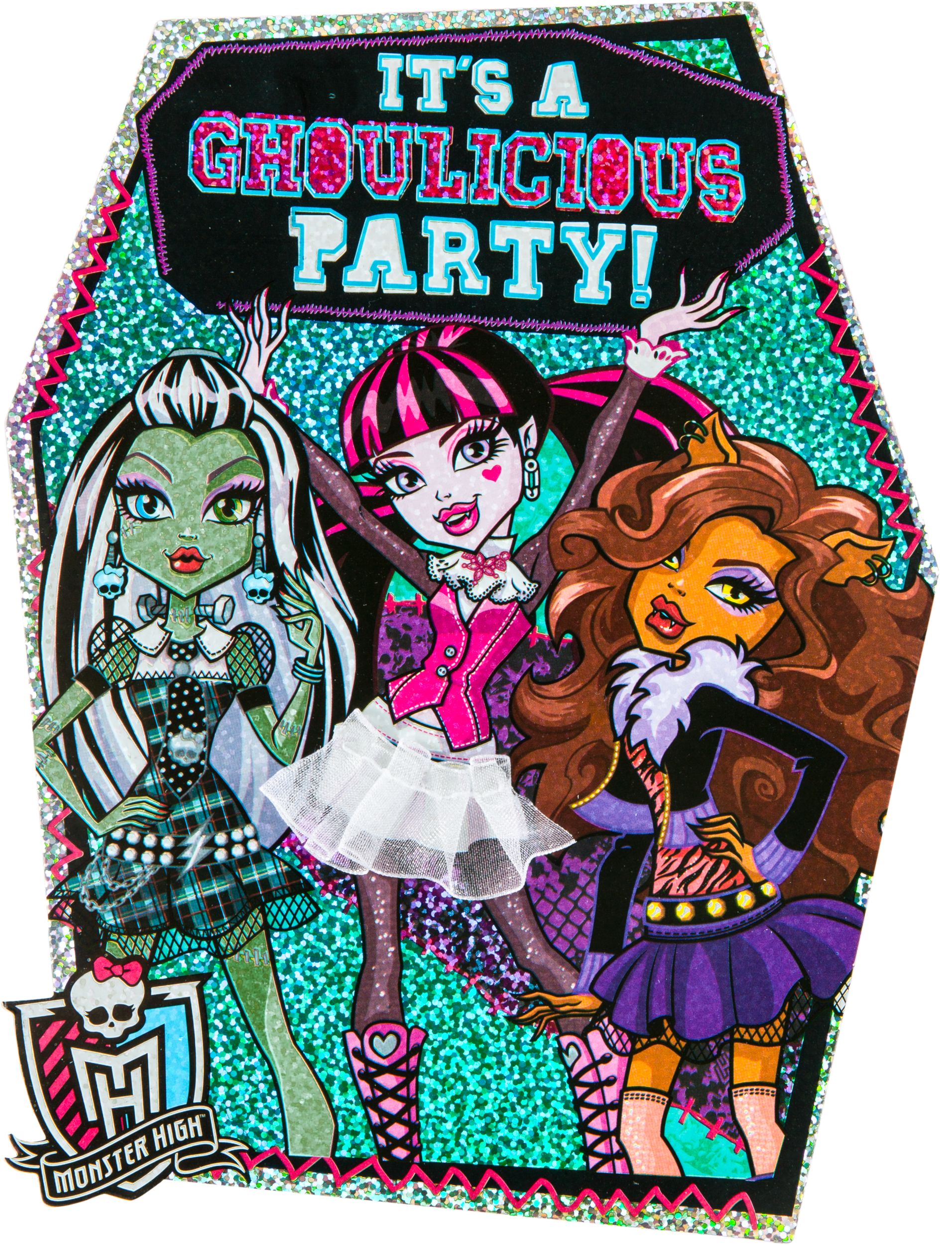 Invitations Monster High de luxe, prismatique, paq. 8 Back_Flat