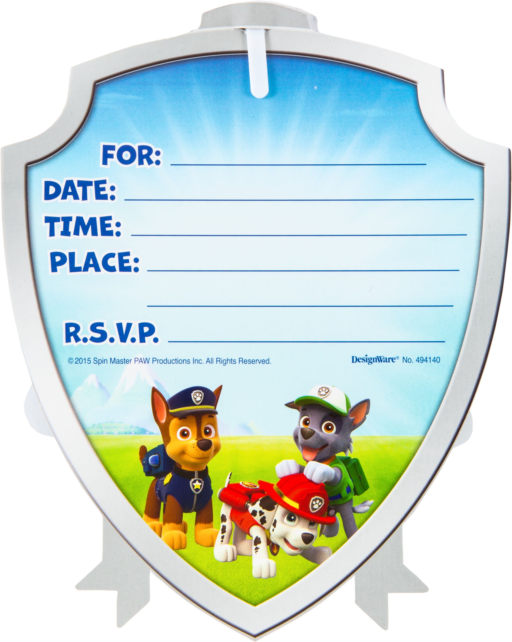 Premium Prismatic PAW Patrol Invitations with Badges, 8-pk Front_Flat