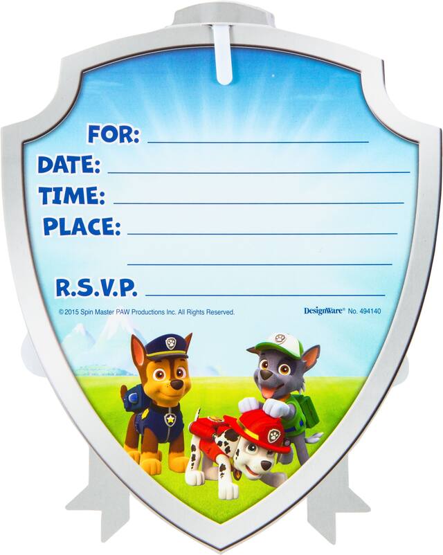 Premium Prismatic PAW Patrol Invitations with Badges, 8-pk Front_Flat