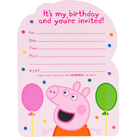 Premium Glitter Peppa Pig Invitations, 8-pk Front_Flat