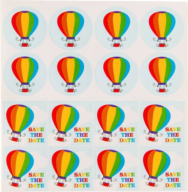 Metallic Rainbow Hot Air Balloon Invitations, 8-pk Front_Flat
