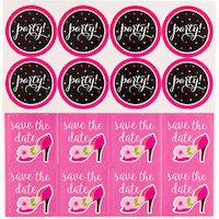 Premium Glitter Zebra Shoe Invitations, 8-pk Front_Flat