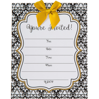 Black  White Damask Invitations, 8-pk Front_Flat