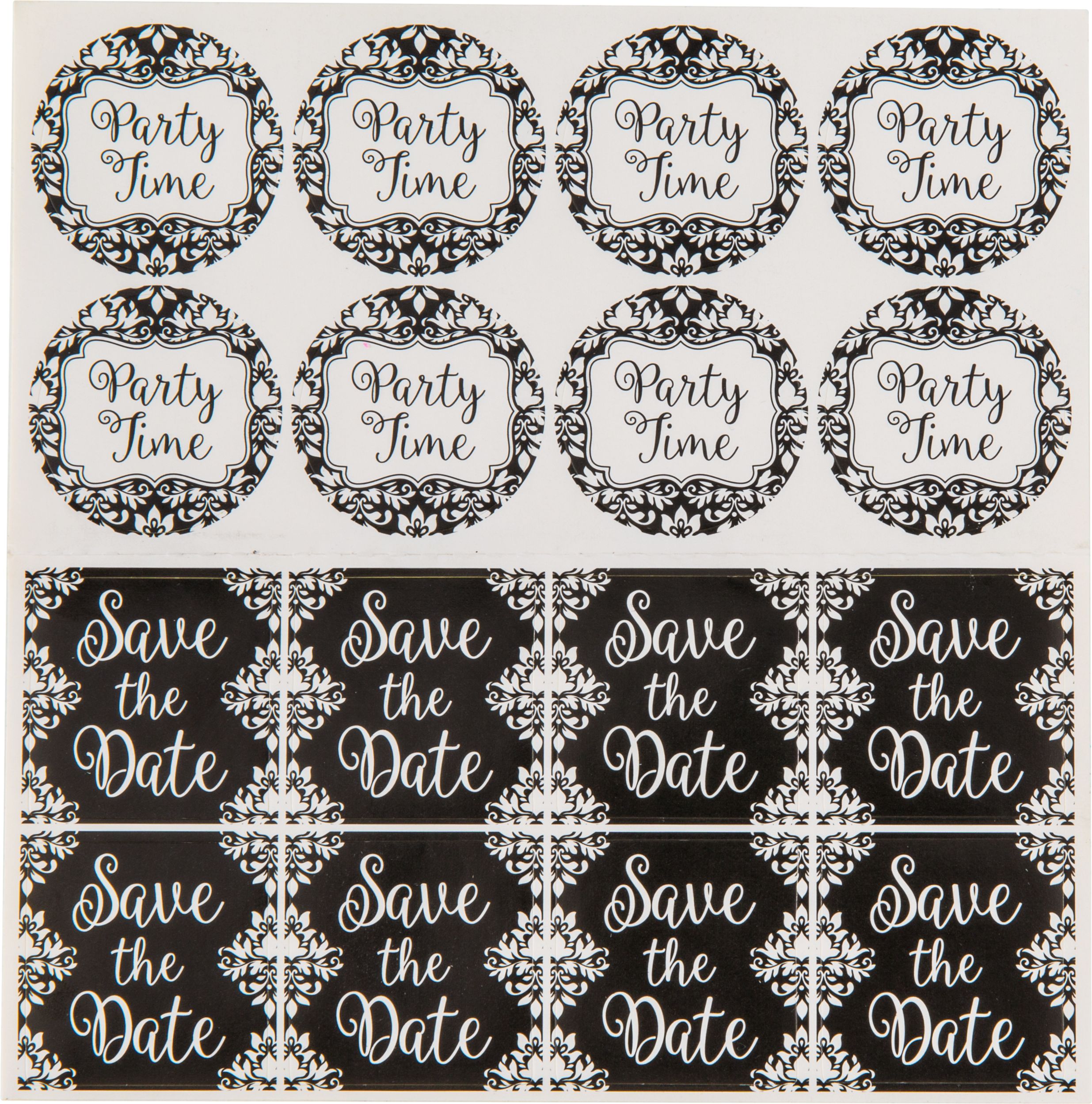 Black White Damask Invitations, 8-pk Overhead_Flat