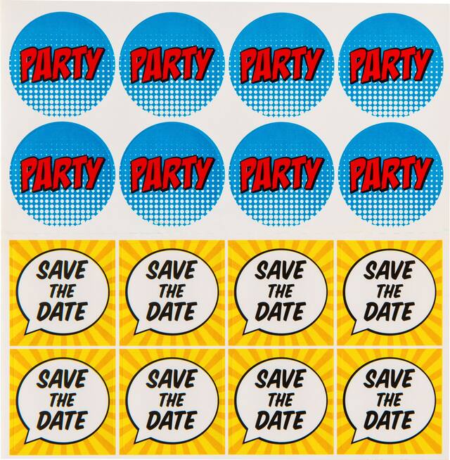 Metallic Comic Book Superhero Invitations, 8-pk Front_Flat