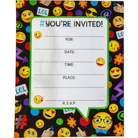 Invitations métalliques Smiley pour remise de diplômes, paq. 8 Front_Flat