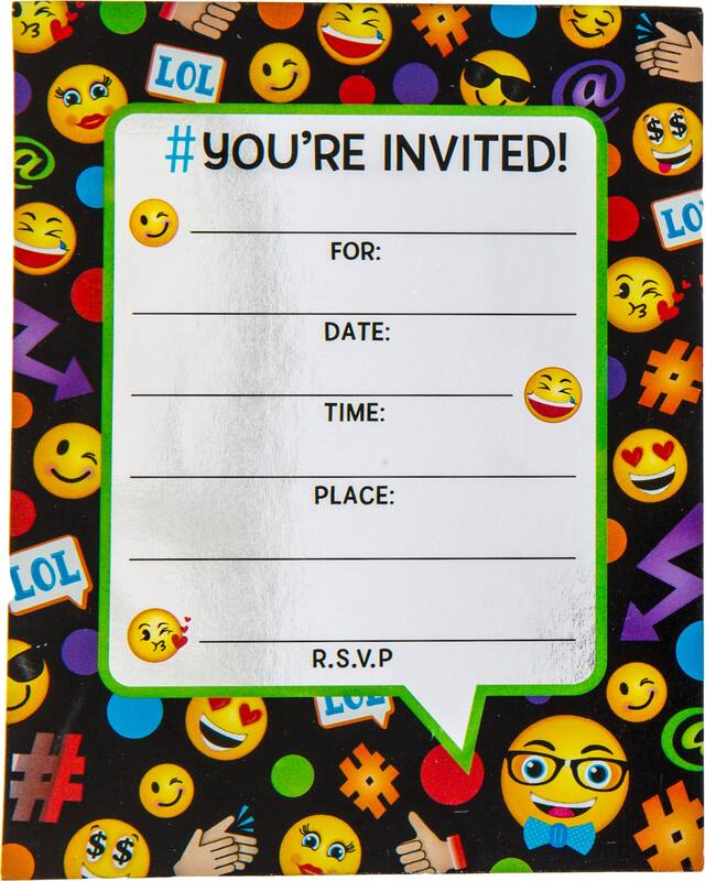 Metallic Smiley Graduation Invitations, 8-pk Front_Flat