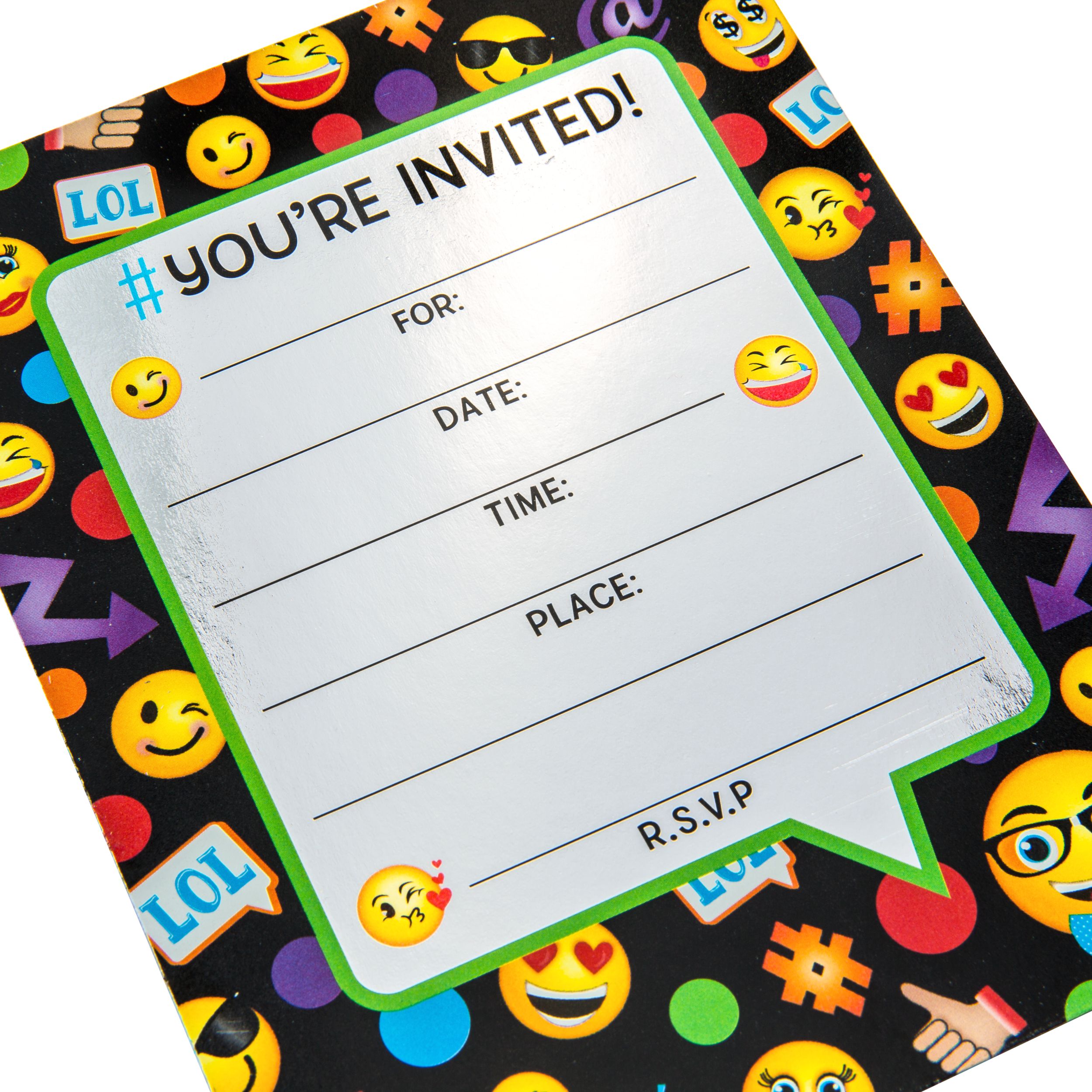 Metallic Smiley Graduation Invitations, 8-pk Overhead_Flat