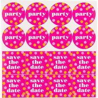 Invitations à pois métalliques, rose, paq. 8 Front_Flat