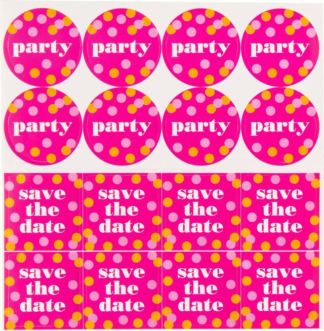 Invitations à pois métalliques, rose, paq. 8 Front_Flat