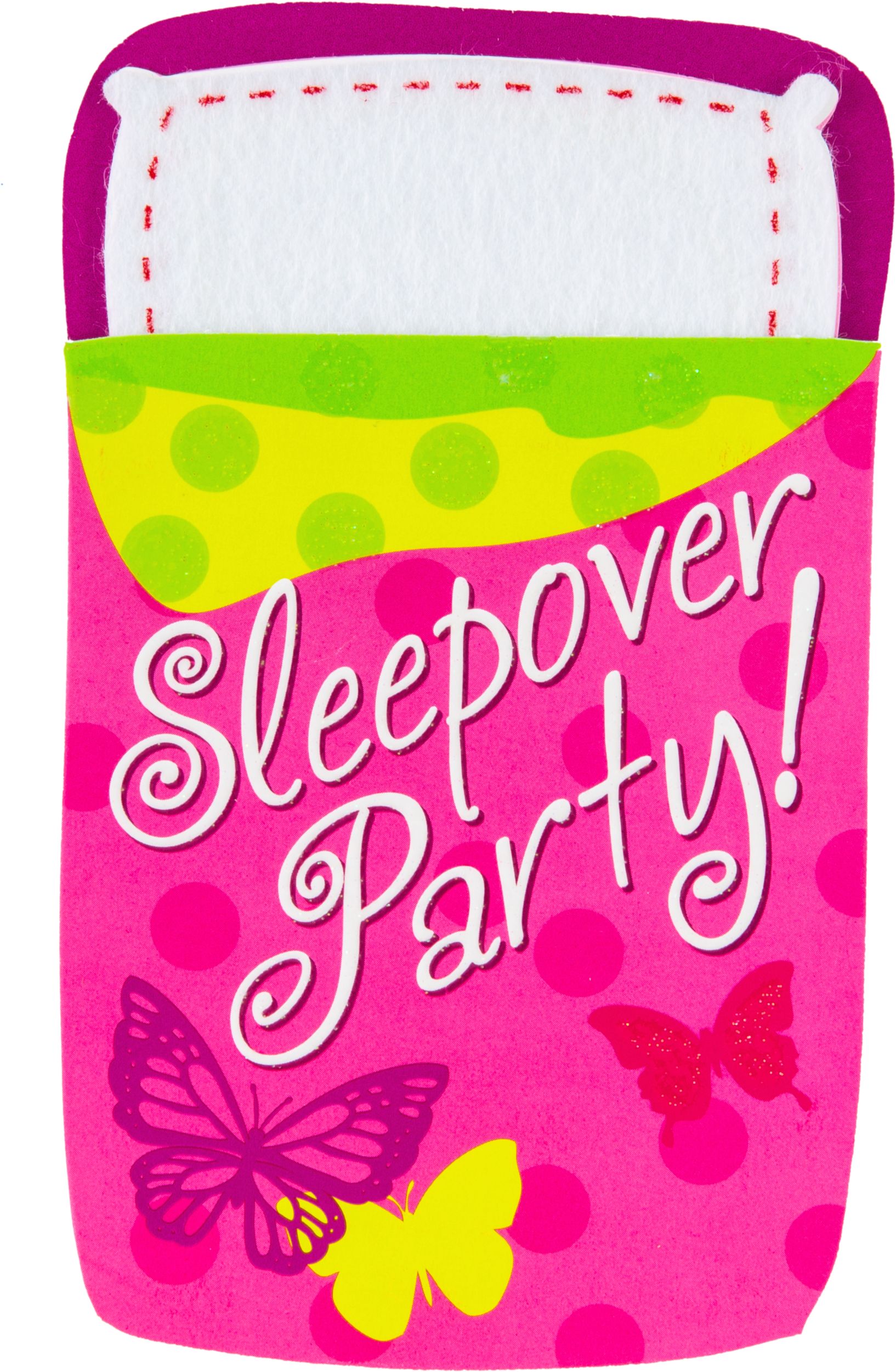 Invitations coulissantes Fête pyjama de qualité supérieure, paq. 8 Front_Flat