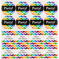 Invitations métalliques à chevrons arc-en-ciel , paq. 8 Front_Flat