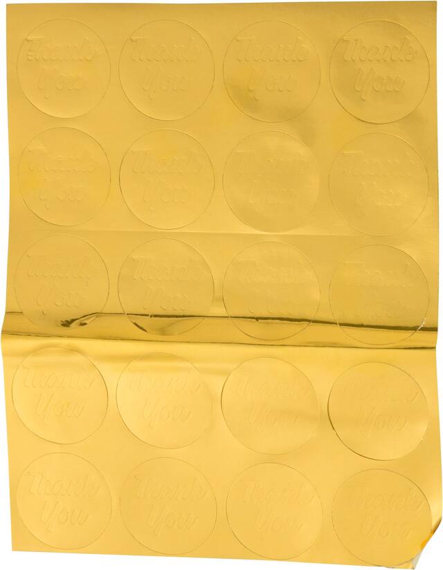 Notes de remerciement or métallique, paq. 20 Front_Flat