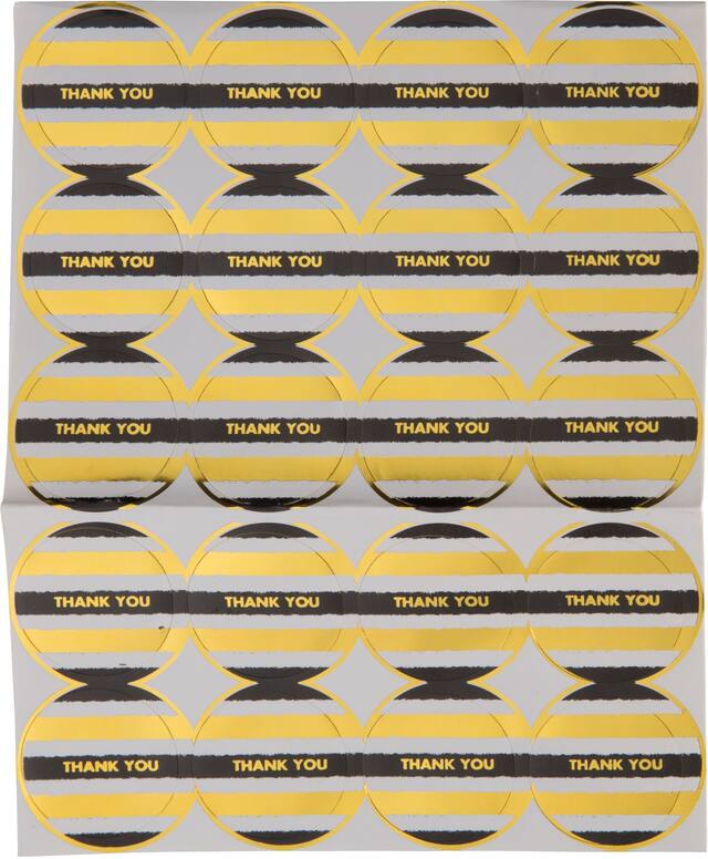 Notes de remerciement à rayures or et noir métallique, paq. 20 Front_Flat