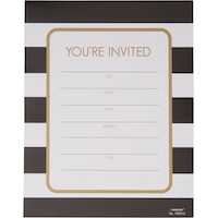 Black & White Striped Invitations, 50-pk Front_Flat