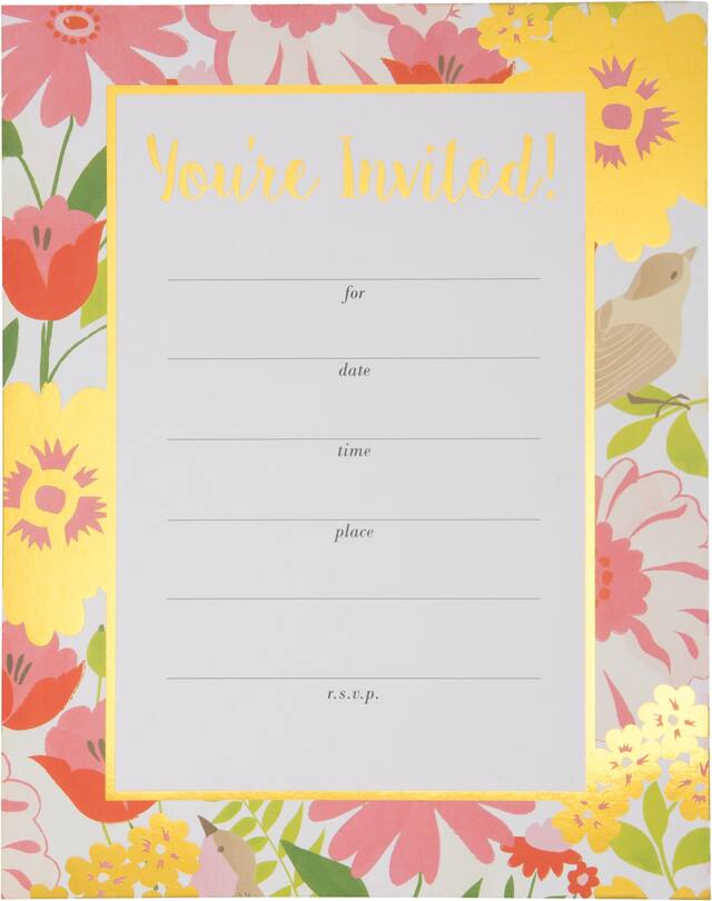 Metallic Chic Floral Invitations, 20-pk Front_Flat