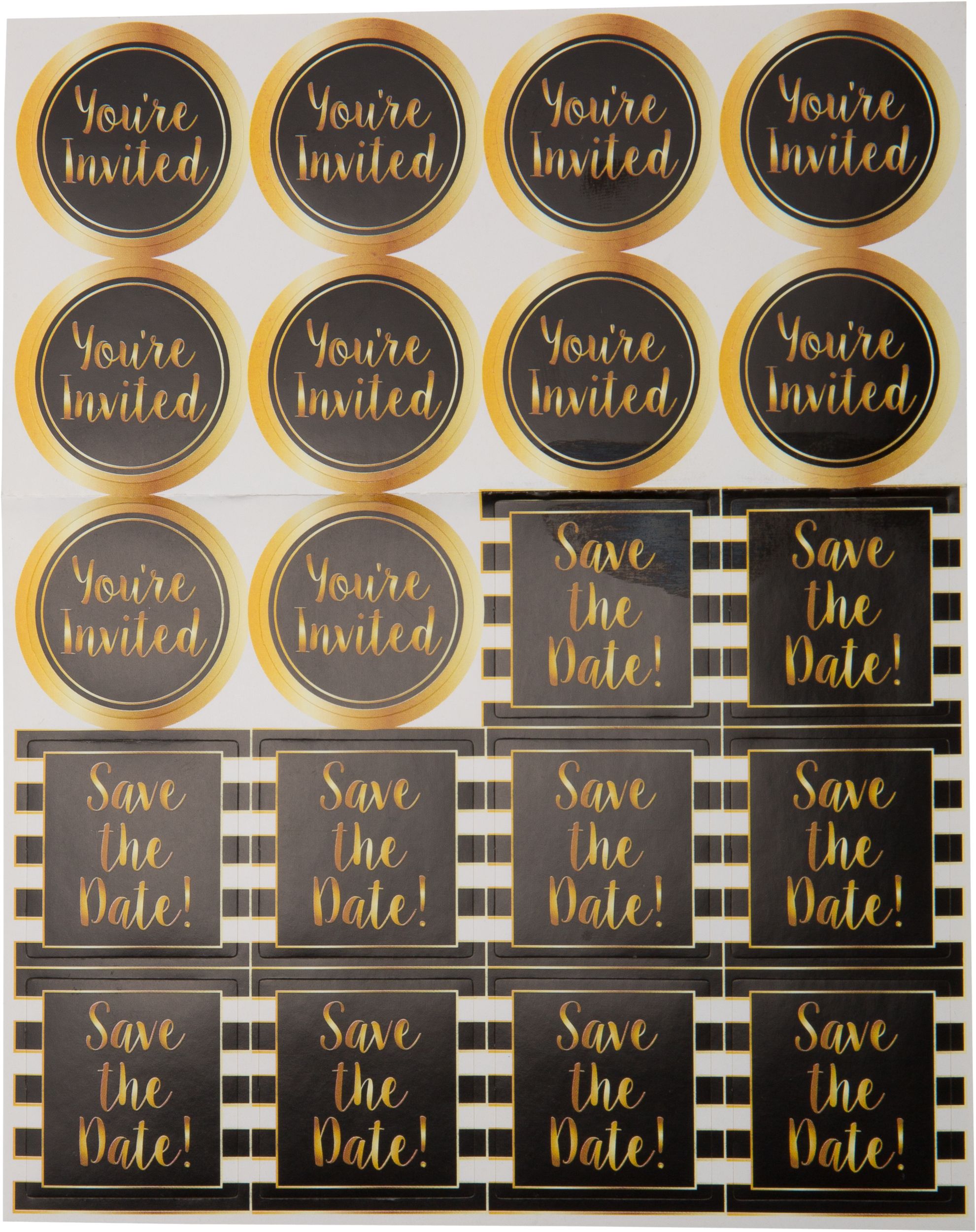 Metallic Black & White Striped Cheers Invitations, 20-pk Overhead_Flat