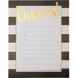 Metallic Black & White Striped Cheers Invitations, 20-pk Front_Flat