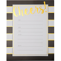 Metallic Black & White Striped Cheers Invitations, 20-pk Front_Flat