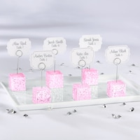 Marque-place cube avec paillettes roses Front_Angled_Right