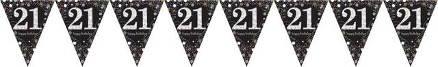 Banderole à fanions scintillante iridescente de célébration du 21e&nbsp;anniversaire Front_Flat