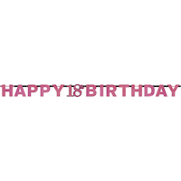 Sparkling Celebration Pink Prismatic 18th Birthday Banner Front_Flat