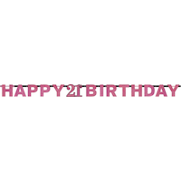 Banderole scintillante iridescent rose de célébration du 21e anniversaire Front_Flat