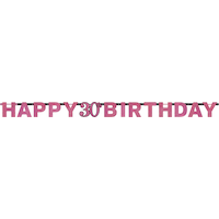 Sparkling Celebration Pink Prismatic 30th Birthday Banner Front_Flat