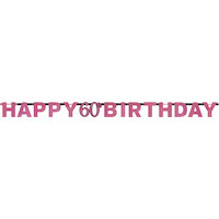 Sparkling Celebration Pink Prismatic 60th Birthday Banner Front_Flat