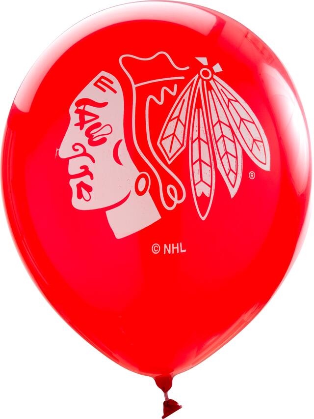Chicago Blackhawks Round Latex Balloons, Black/Red, 12-in, 6-pk, for Birthday Party Front_Flat