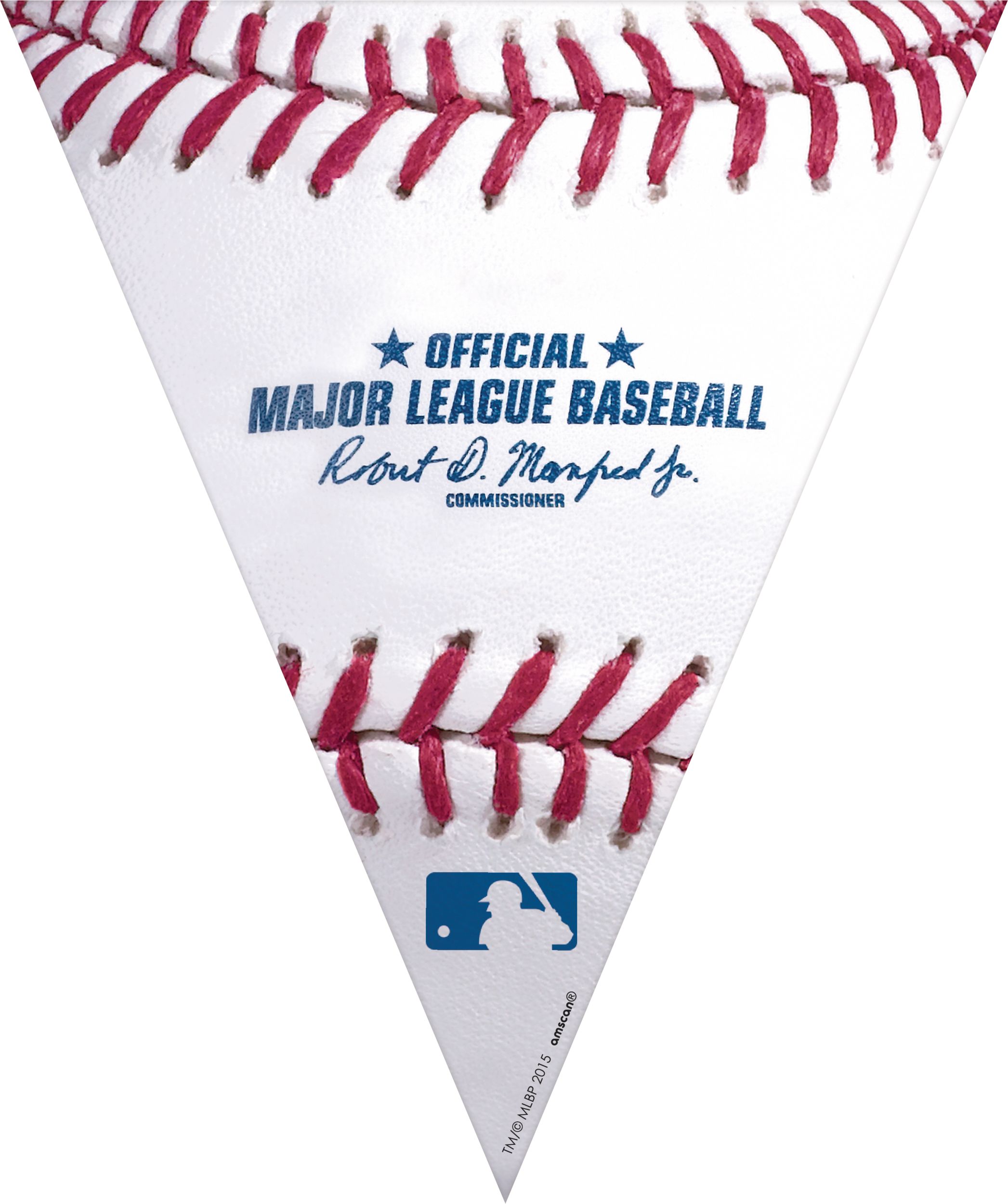 Major League Baseball MLB Rawlings Pennant Hanging Garland Banner Decoration, White/Red/Blue, 13.5-in, for Sports Party Front_Flat