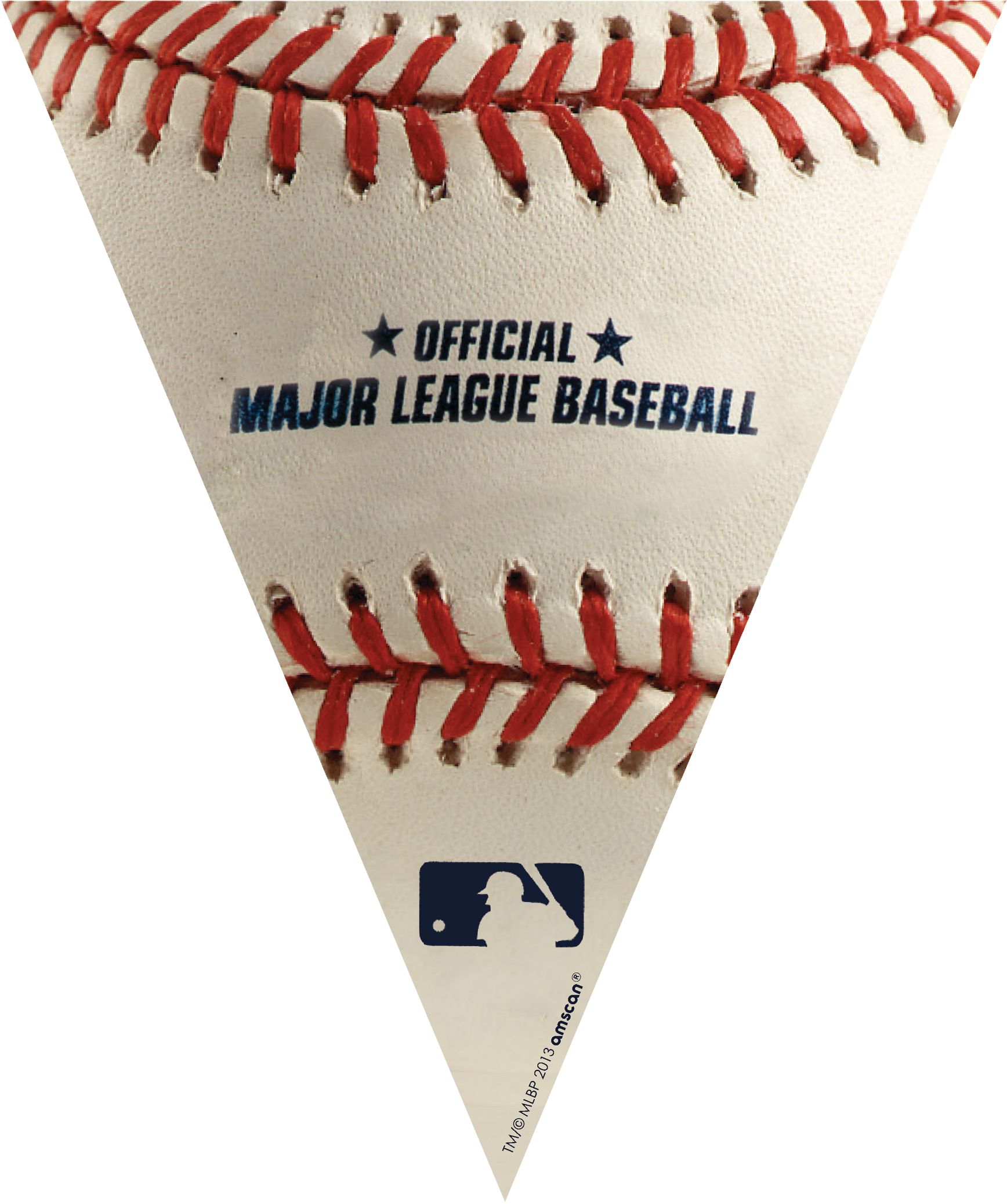 Major League Baseball MLB Rawlings Pennant Hanging Garland Banner Decoration, White/Red/Blue, 13.5-in, for Sports Party Front_Flat