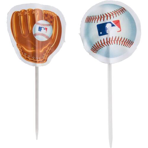 Major League Baseball MLB Rawlings Cupcake Decorating Kit with Baking Cups & Picks, White/Blue/Red, 2-in, 48-pk, for Sports Party