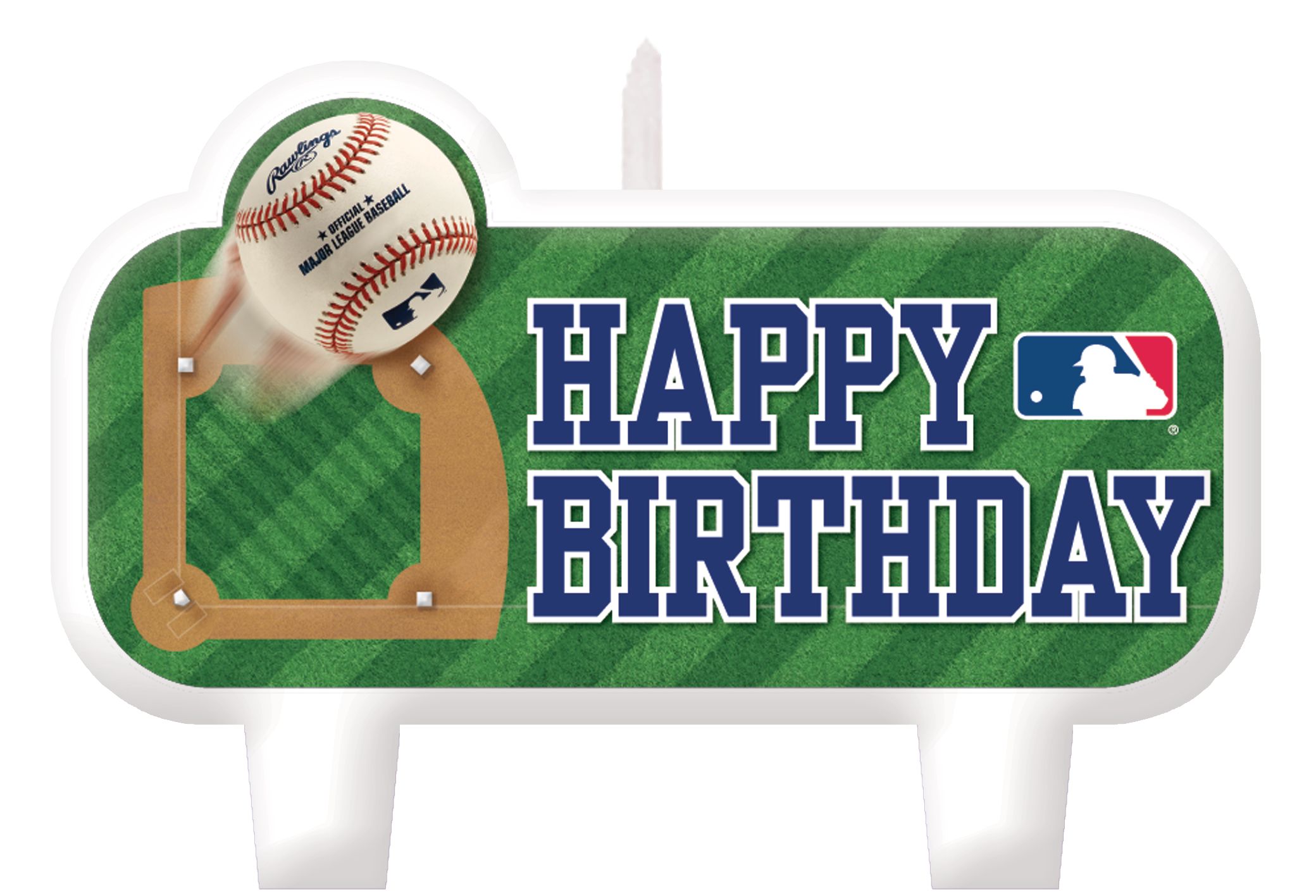 Major League Baseball MLB Rawlings "Happy Birthday" Wax Candle Set, Multi-Coloured, 4.5-in, 4-pk, for Sports Party Front_Flat