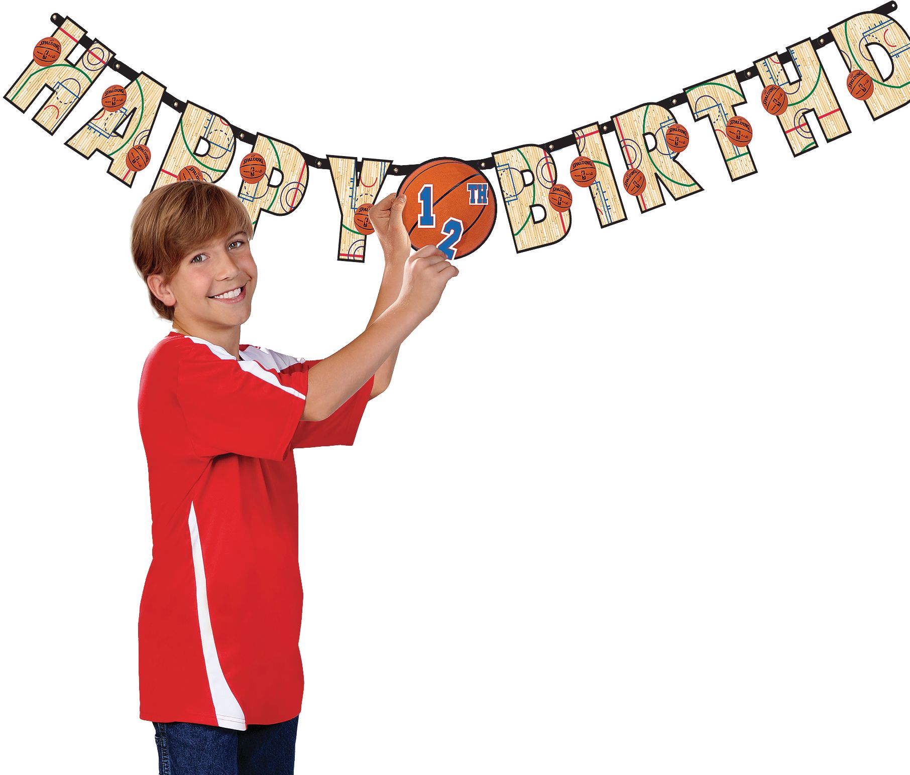 Kit Banderole d'anniversaire, basketball Spalding Front_Flat