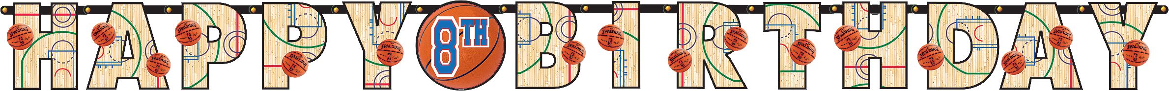 Kit Banderole d'anniversaire, basketball Spalding Front_Flat