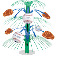 Major League Baseball MLB Rawlings Metallic Tinsel Spray Burst Centerpiece Table Decoration, Green/Blue, 21-in, for Sports Party Front_Flat