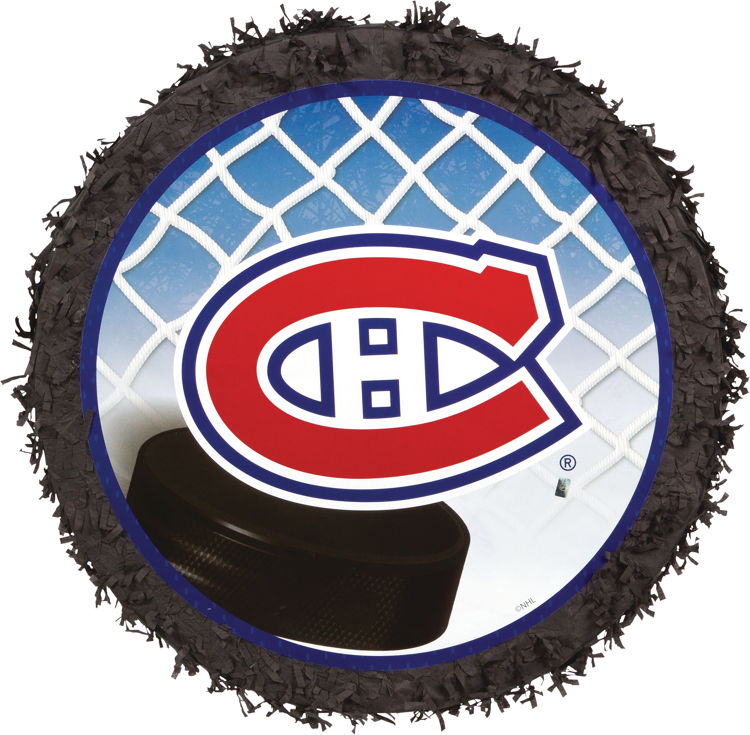 Montreal Canadiens Pinata Hanging Decoration, Black/Red, 18-in, Holds 2lb of Pinata Filler, for Birthday/Sports Parties Front_Flat