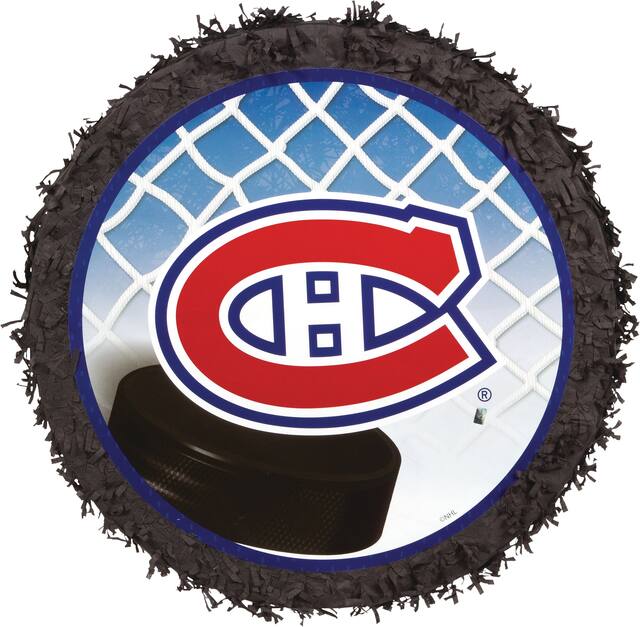 Décoration suspendue Pinata des Canadiens de Montréal, noir et rouge, 18 po, contenant 2 lb de contenu de pinata, pour anniversaires ou fêtes sportives Front_Flat