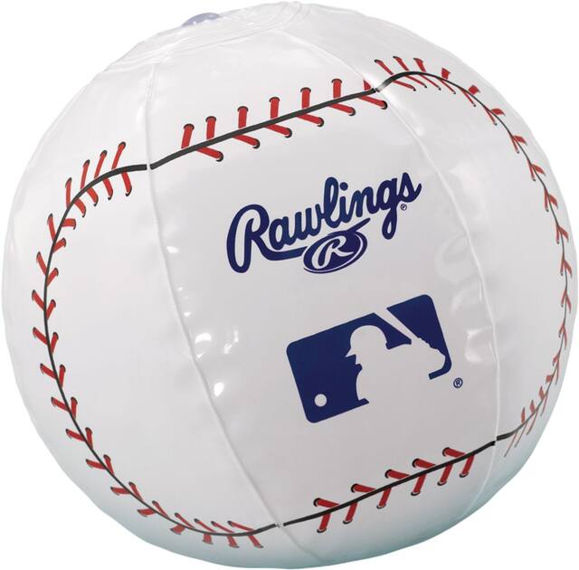 Major League Baseball MLB Rawlings Inflatable Baseball Toy Favours, White/Blue, 12-pk, for Birthday/Sports/Party Favour Front_Angled_Right